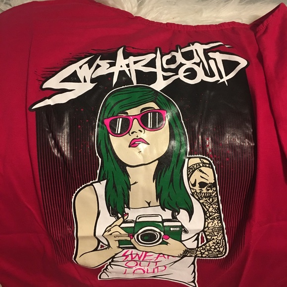 Swear Out Loud Camera Girl Off the Shoulder tee - Picture 3 of 4